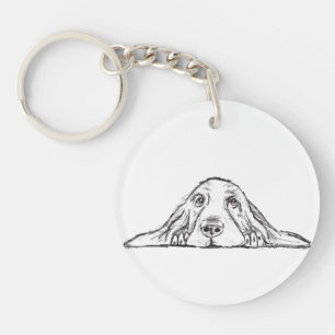 basset hound svart vit enkel valp hund ögon 