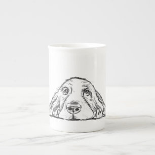 basset hound svart vit enkel valp hund ögon benporslin mugg