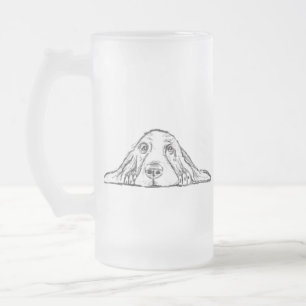 basset hound svart vit enkel valp hund ögon frostat ölglas