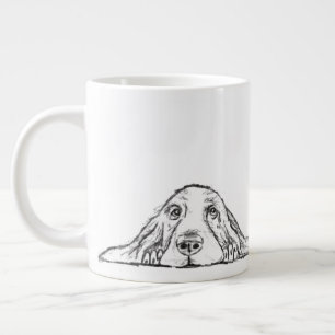 basset hound svart vit enkel valp hund ögon jumbo mugg
