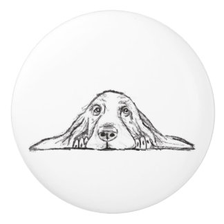 basset hound svart vit enkel valp hund ögon knopp