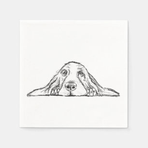 basset hound svart vit enkel valp hund ögon pappersservett