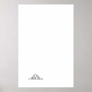 basset hound svart vit enkel valp hund ögon poster