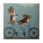 Basset Hound Tandem Kakelplatta<br><div class="desc">Basset Hound Tandem by Fabfunky. Med tillgångshundar som kör en cykel i ett vismiskt,  steampunk stil. | 192024D</div>