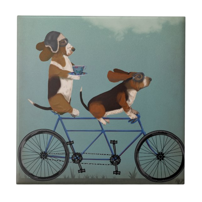 Basset Hound Tandem Kakelplatta (Framsidan)