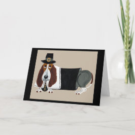Basset Hound Thanksgiving Pilgrim Kort