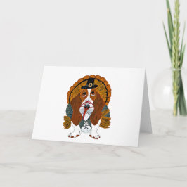Basset Hound Thanksgiving Turkost Helgkort