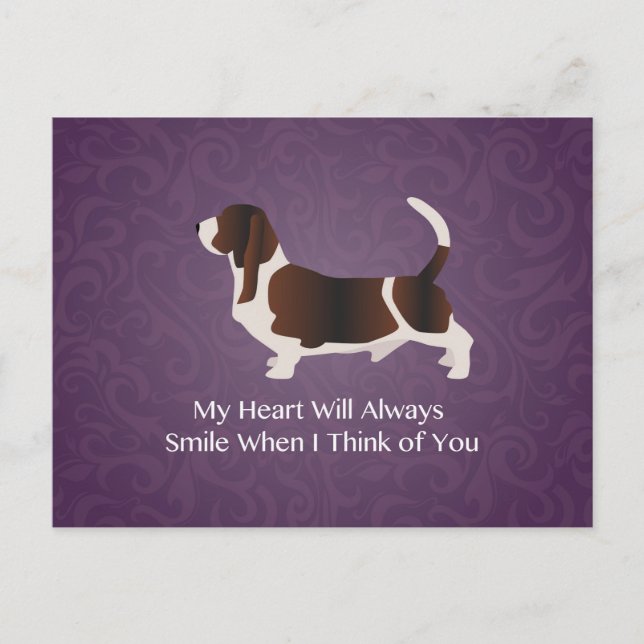 Basset Hound Thinking of You Design Vykort (Framsida)