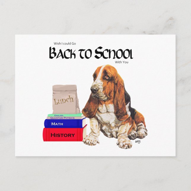 Basset Hound Tillbaka till skolan Vykort (Framsida)