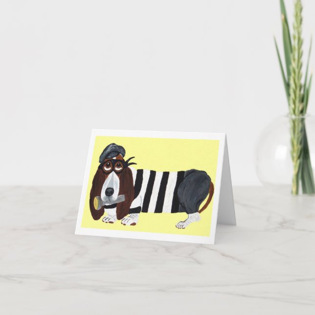 Basset Hound Tjuv Helgkort (Framsida)