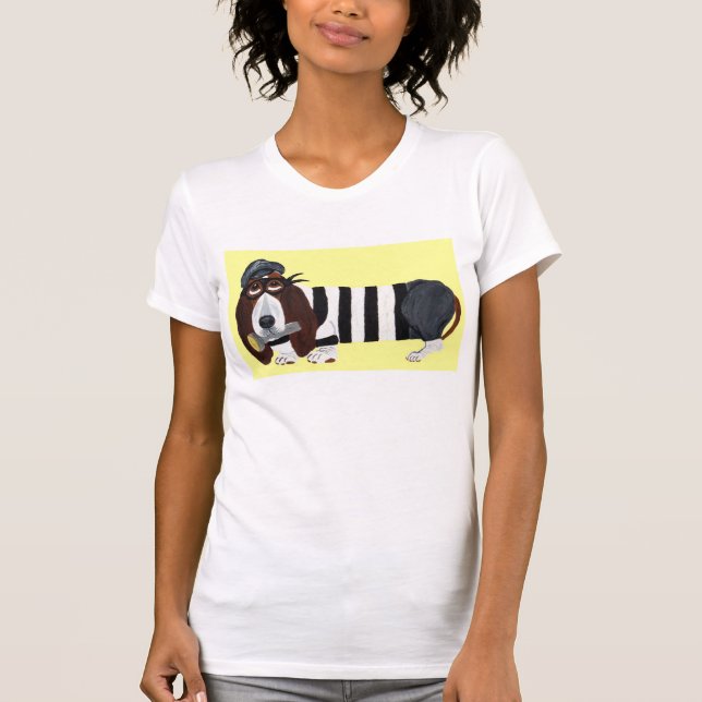Basset Hound Tjuv T Shirt (Framsida)