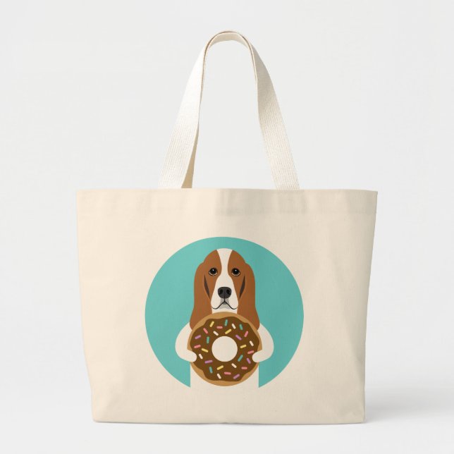 Basset Hound Tote Bag Jumbo Tygkasse (Framsidan)