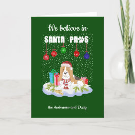 Basset Hound Tro Santa Tassar jul Helgkort