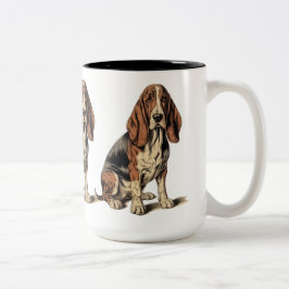 Basset Hound Två-Tonad Mugg