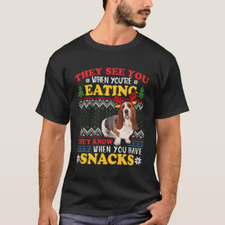 Basset Hound Ugly Julafton ser att du äter för T Shirt