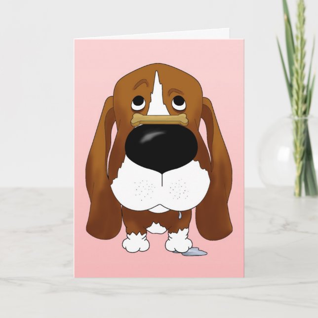 Basset Hound Valentine Day Card Helgkort (Framsida)