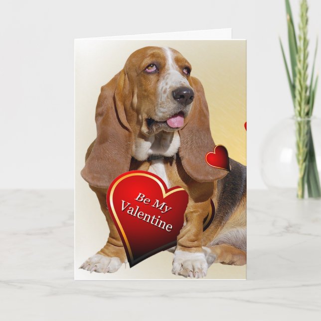 Basset Hound Valentine-kort Helgkort (Framsida)