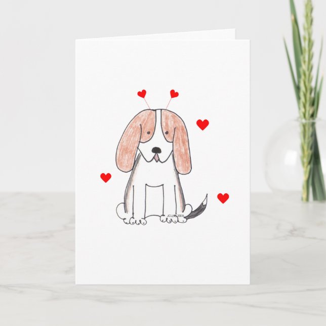 Basset Hound Valentine Öron Helgkort (Framsida)