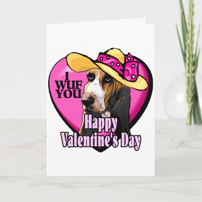 Basset Hound Valentines day Gifts Helgkort (Framsida)