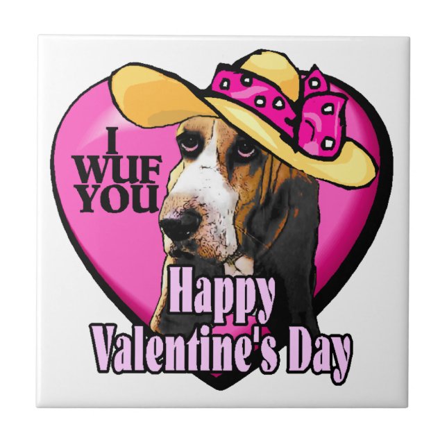 Basset Hound Valentines day Kakelplatta (Framsidan)