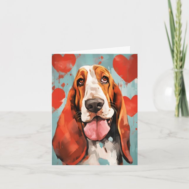 Basset Hound Valentines day Kort (Framsida)