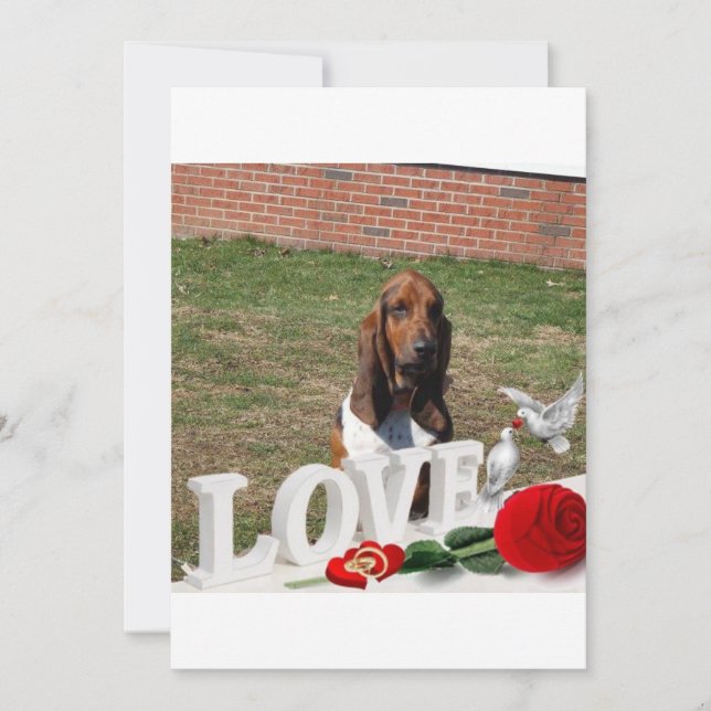 Basset hound valentines day-kort julkort (Framsida)