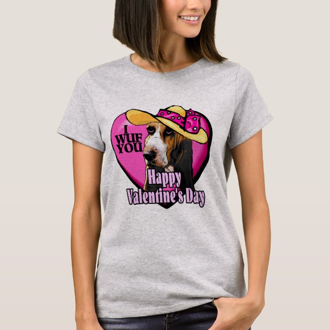 Basset Hound Valentines day T-shirt (Framsida)