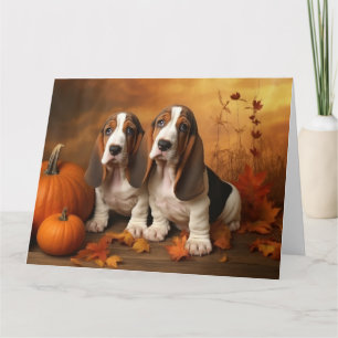 Basset Hound Valp Höstglädje Pumpa Kort