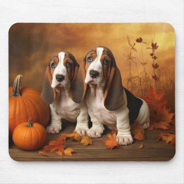 Basset Hound Valp Höstglädje Pumpa  Musmatta (Framsidan)