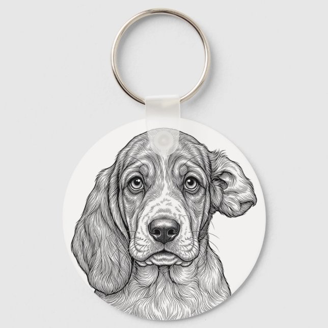 Basset Hound Valp Nyckelring (Framsida)