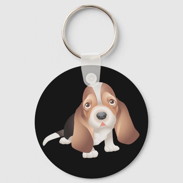 Basset Hound Valp Nyckelring (Framsida)