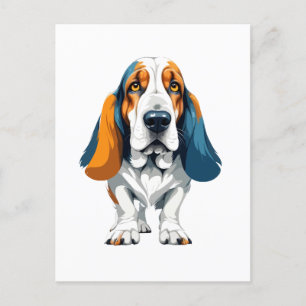 Basset Hound Vector Art med Vibrant Färg Vykort