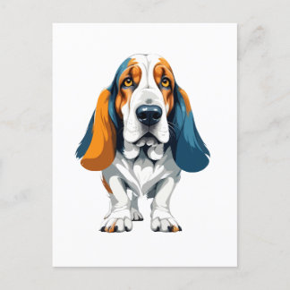 Basset Hound Vector Art med Vibrant Färg Vykort