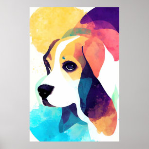 Basset Hound Vild Nature Animal Färg Painting Poster