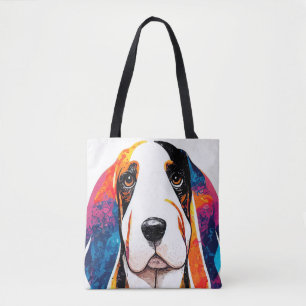 Basset Hound Vild Nature Animal Färg Painting Tygkasse