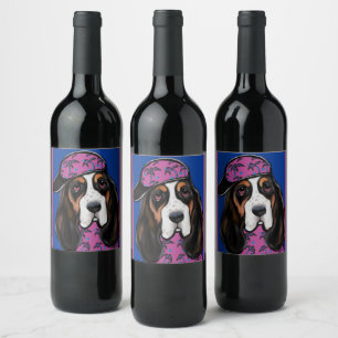 Basset Hound Vinflaska Etikett