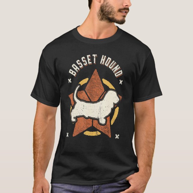 Basset Hound Vintage Retro Classic Dog T Shirt (Framsida)