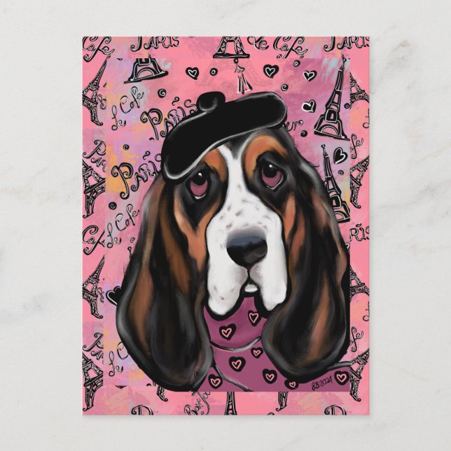 Basset Hound Vykort (Framsida)