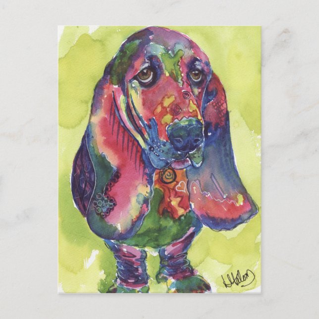 Basset Hound Vykort (Framsida)