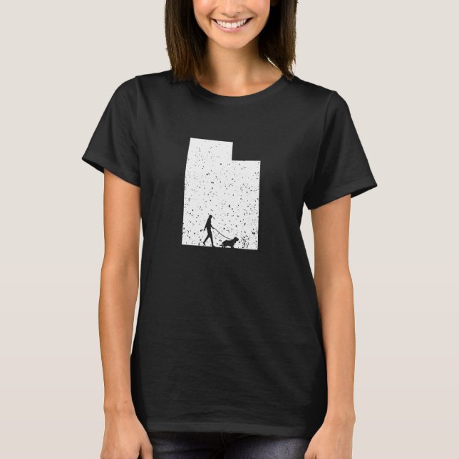 Basset Hound Walking Utah Hund T Shirt (Framsida)