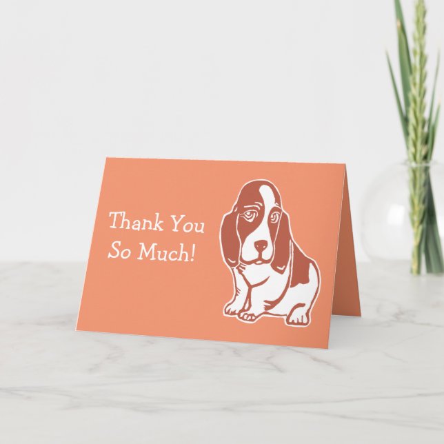 Basset Hound Warm Orange - tackkort (Framsida)