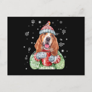 Basset Hound Warm Winter-jul Vykort