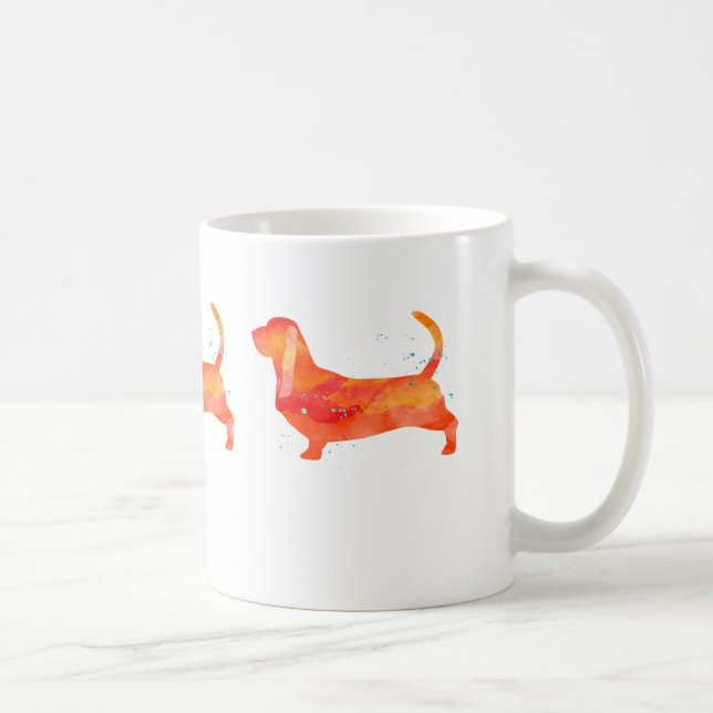 Basset Hound Watercolor Design Kaffemugg (Höger)