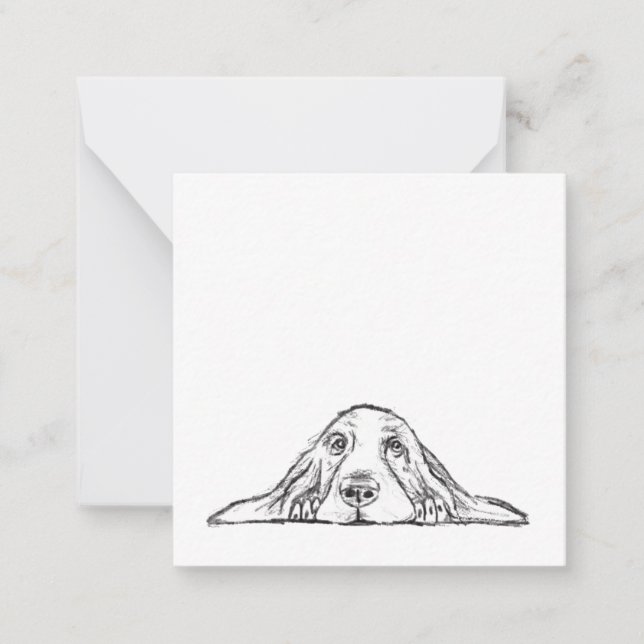 Basset hound white, enkel valp hund öga anteckningskort (Framsida)