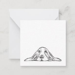 Basset hound white, enkel valp hund öga anteckningskort