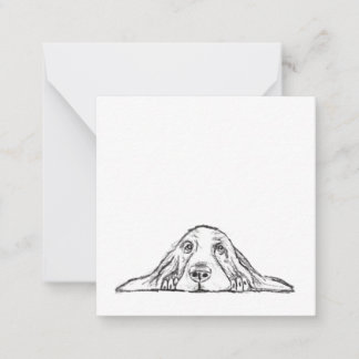 Basset hound white, enkel valp hund öga anteckningskort
