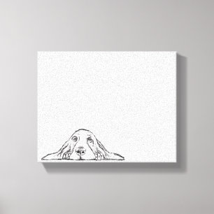 Basset hound white, enkel valp hund öga canvastryck