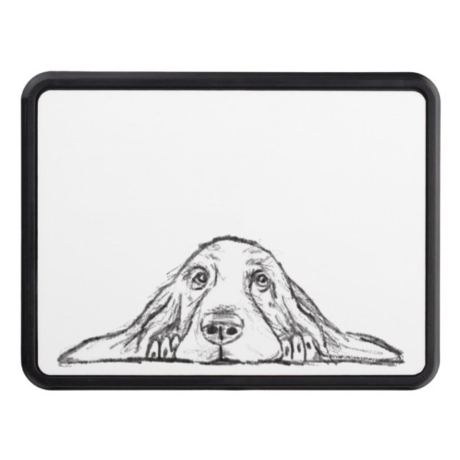 Basset hound white, enkel valp hund öga dragkroksskydd (Framsidan)