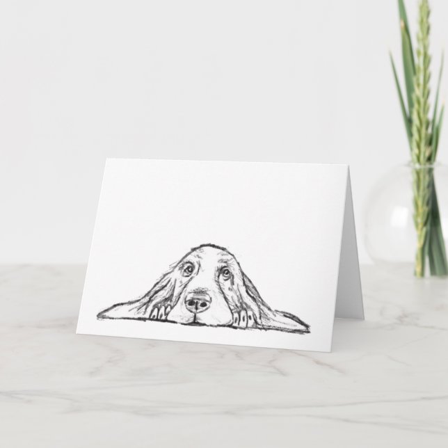 Basset hound white, enkel valp hund öga kort (Framsida)