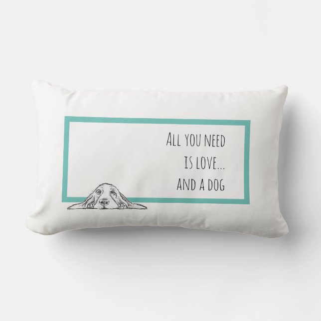 Basset hound white, enkel valp hund öga lumbarkudde (Framsida)